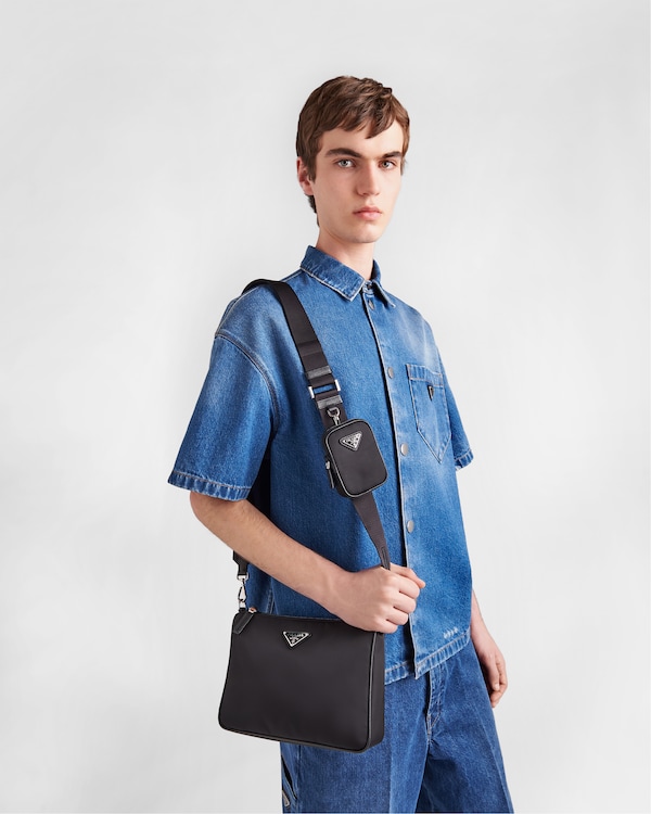 Borsa a tracolla in Re-Nylon e Saffiano Borsa a tracolla in Re-Nylon e Saffiano