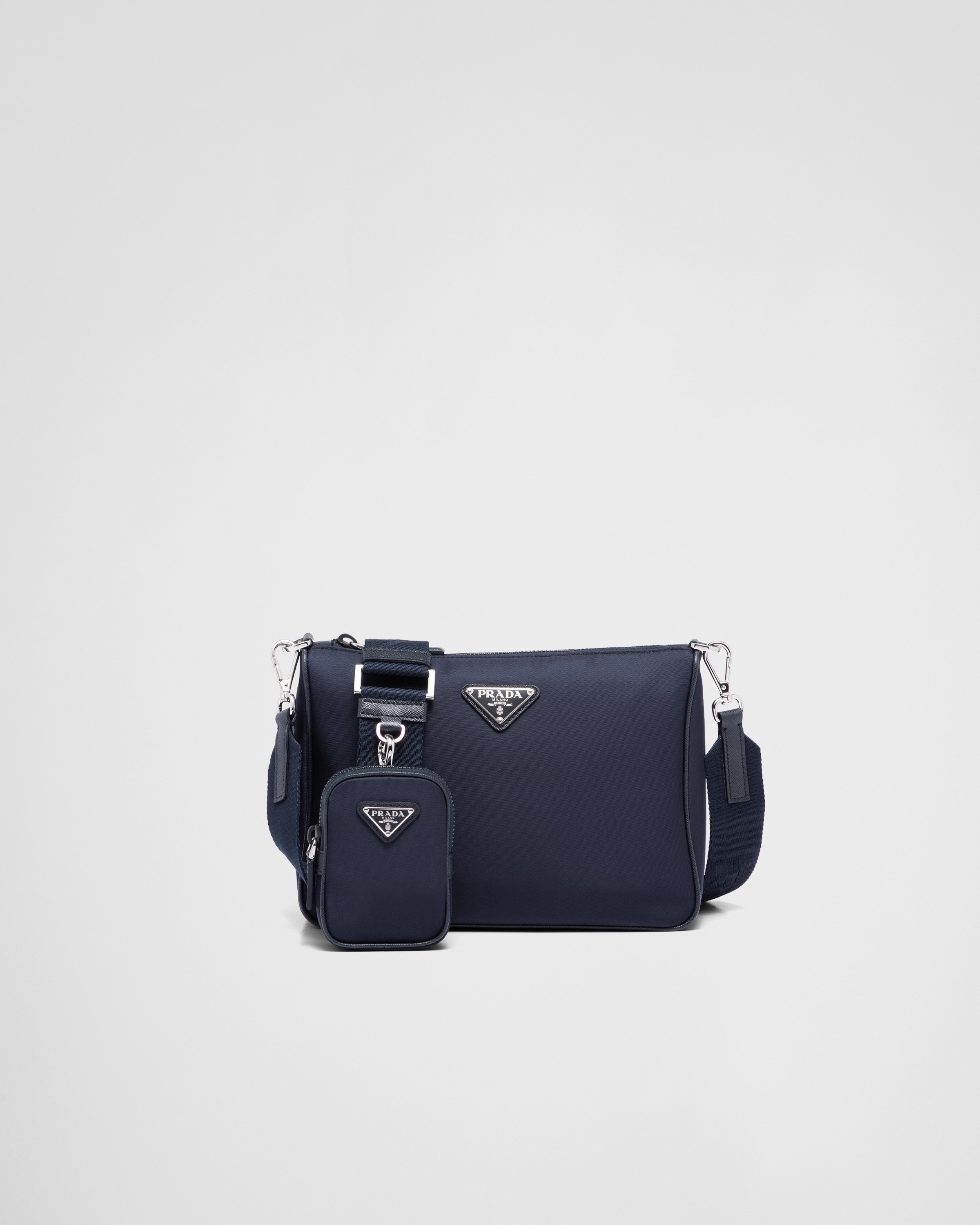 Navy Re nylon And Saffiano Leather Shoulder Bag PRADA