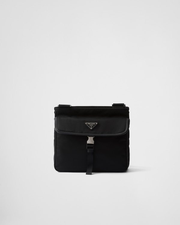 ネイビー Re-Nylon xサフィアーノレザー ショルダーバッグ | PRADA