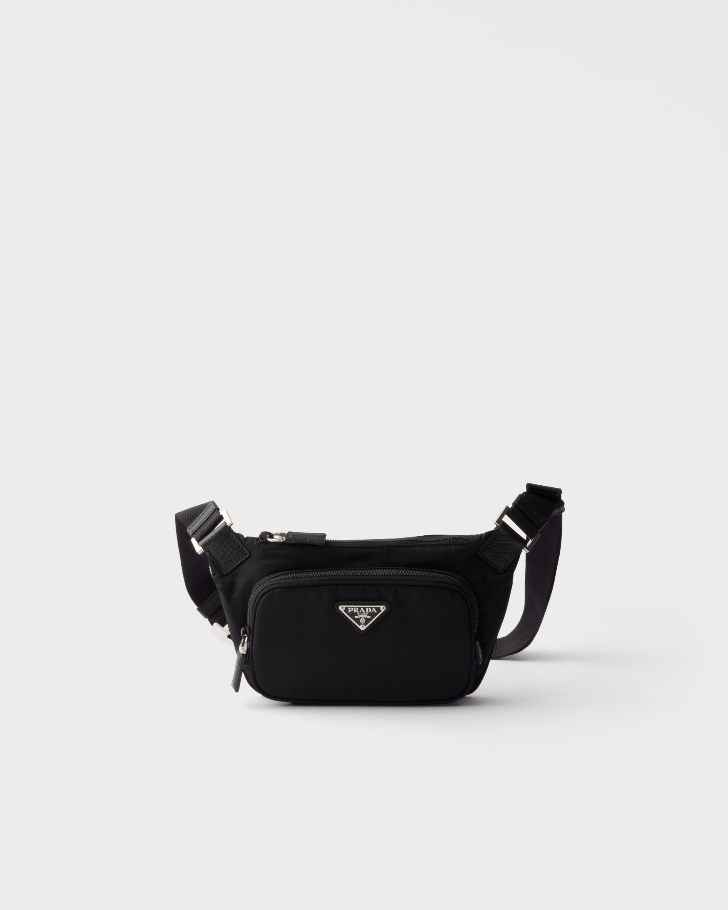 ブラック Re-nylon Xサフィアーノレザー ショルダーバッグ | PRADA - 日本