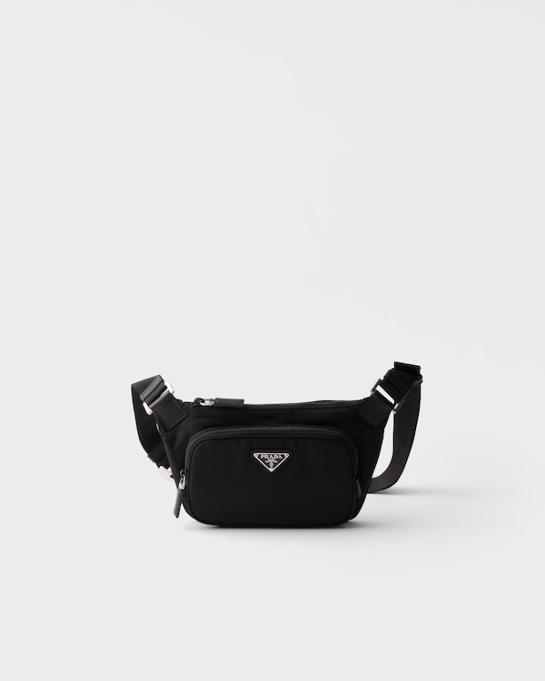 Sac porté épaule en Re-Nylon et cuir Saffiano - Noir Sac porté épaule en Re-Nylon et cuir Saffiano - Noir