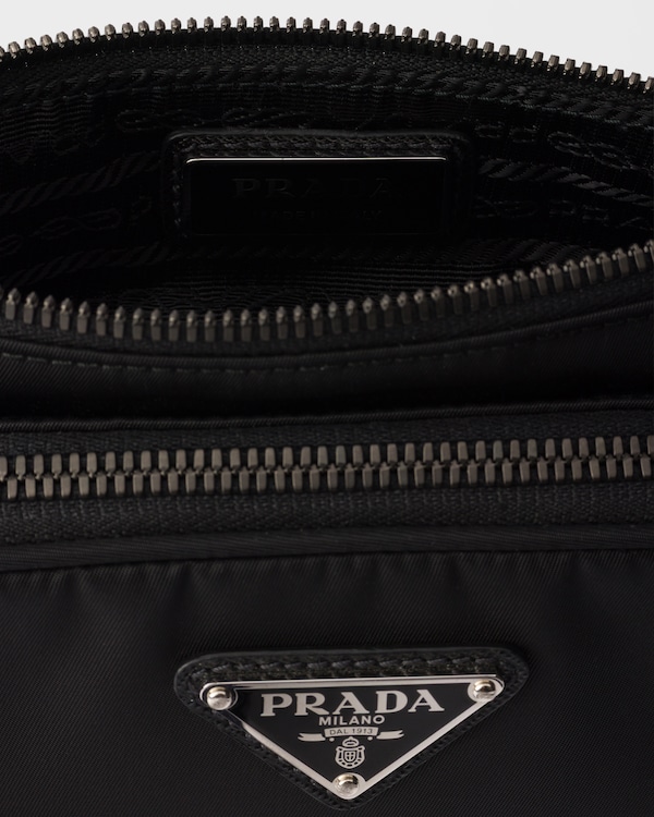Sac porté épaule en Re-Nylon et cuir Saffiano - Noir Sac porté épaule en Re-Nylon et cuir Saffiano - Noir