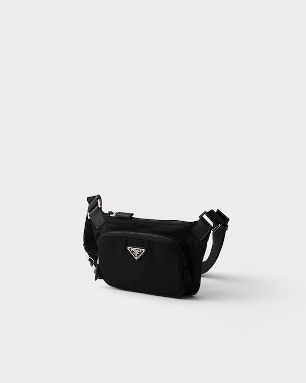 Sac porté épaule en Re-Nylon et cuir Saffiano - Noir Sac porté épaule en Re-Nylon et cuir Saffiano - Noir