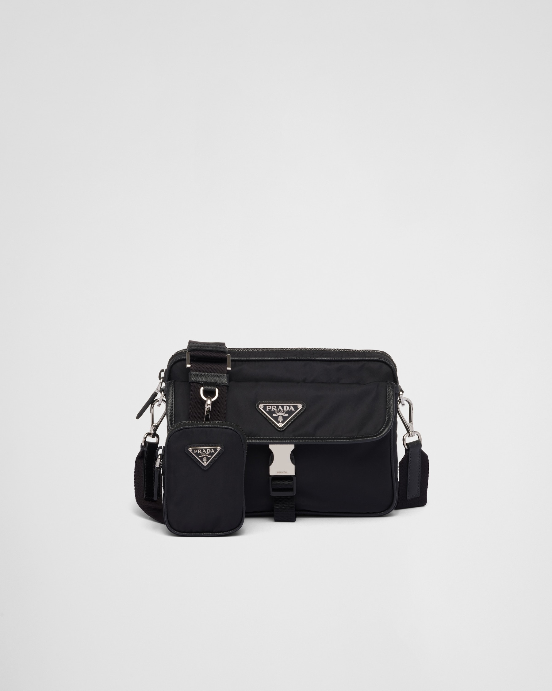 Re-Nylon Saffiano Shoulder Bag - Black