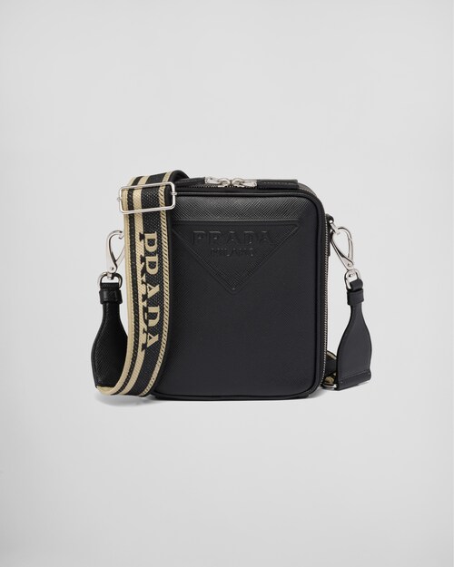 ブラック サフィアーノレザー ショルダーバッグ | Prada