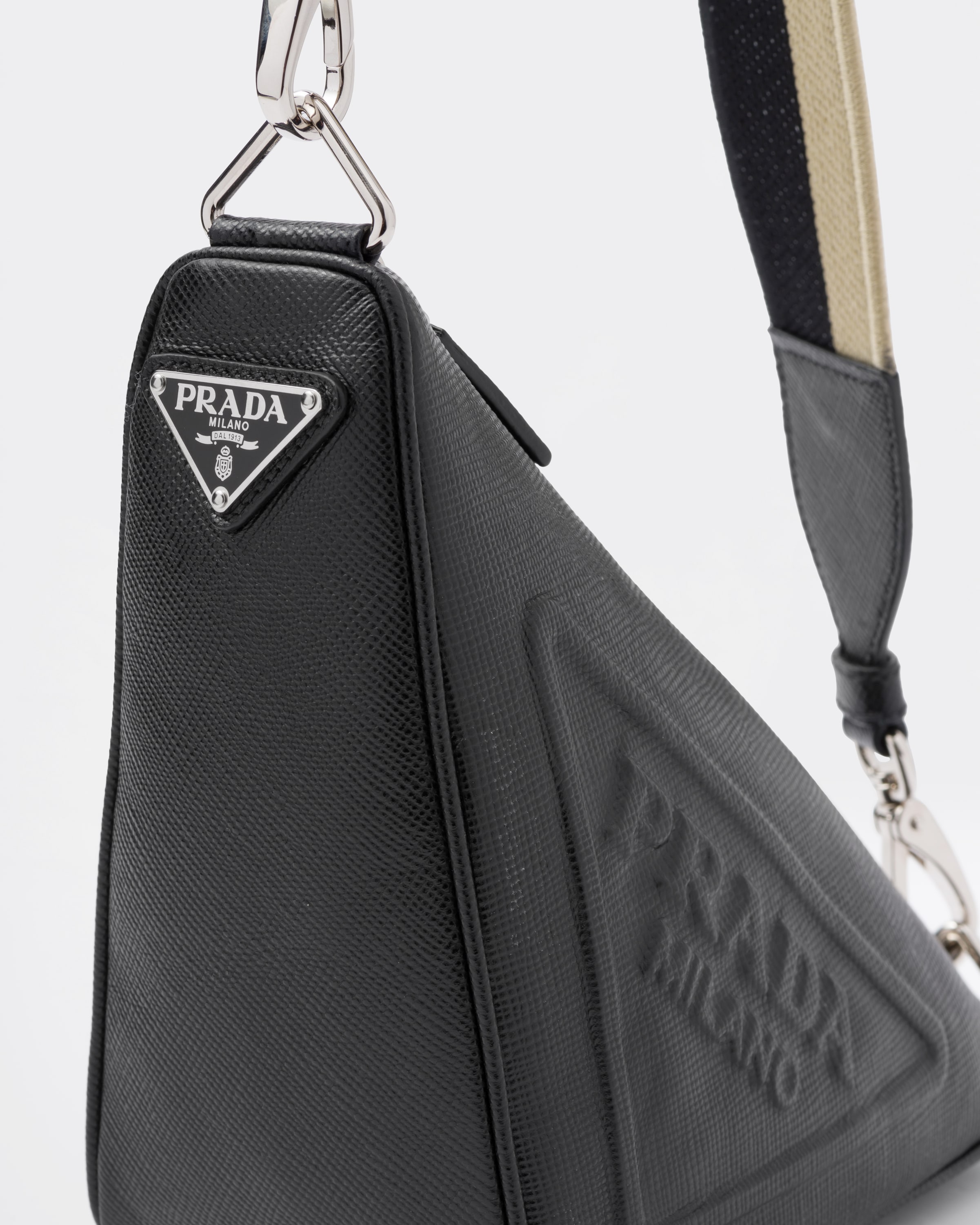 Prada Men's Triangle Logo Leather Crossbody Bag