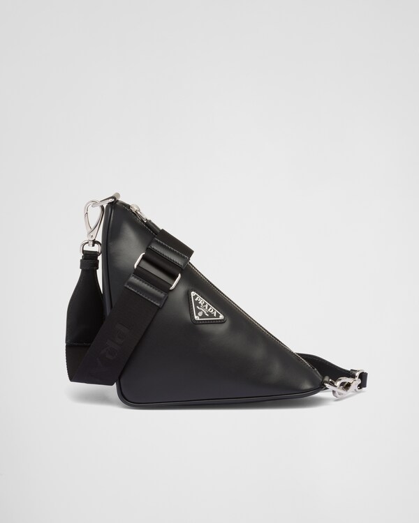 Black Prada Triangle Leather Bag | PRADA