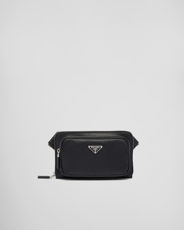 ブラック サフィアーノレザー ポーチ | PRADA