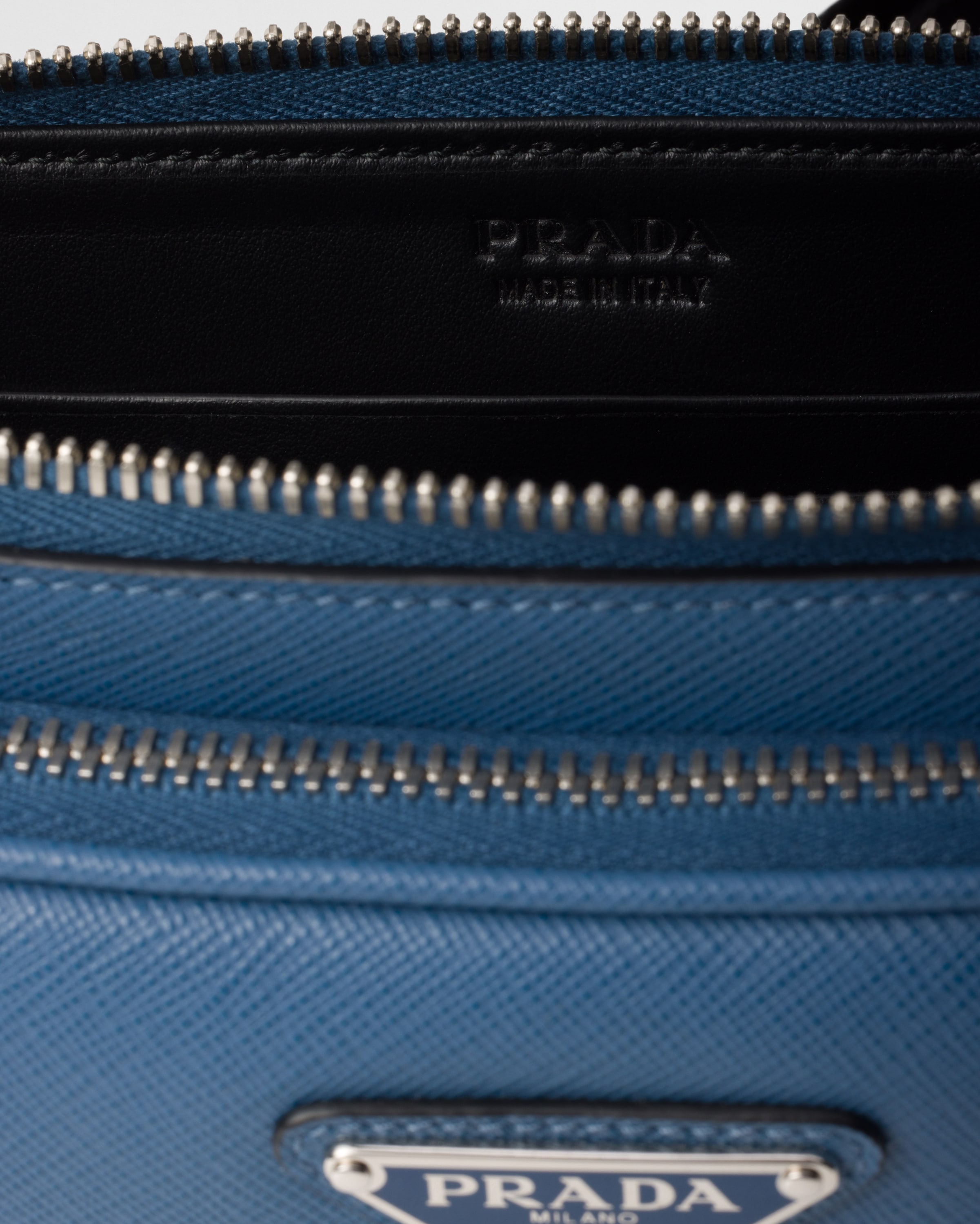 Prada Saffiano Leather Belt Bag In Air Force Blue