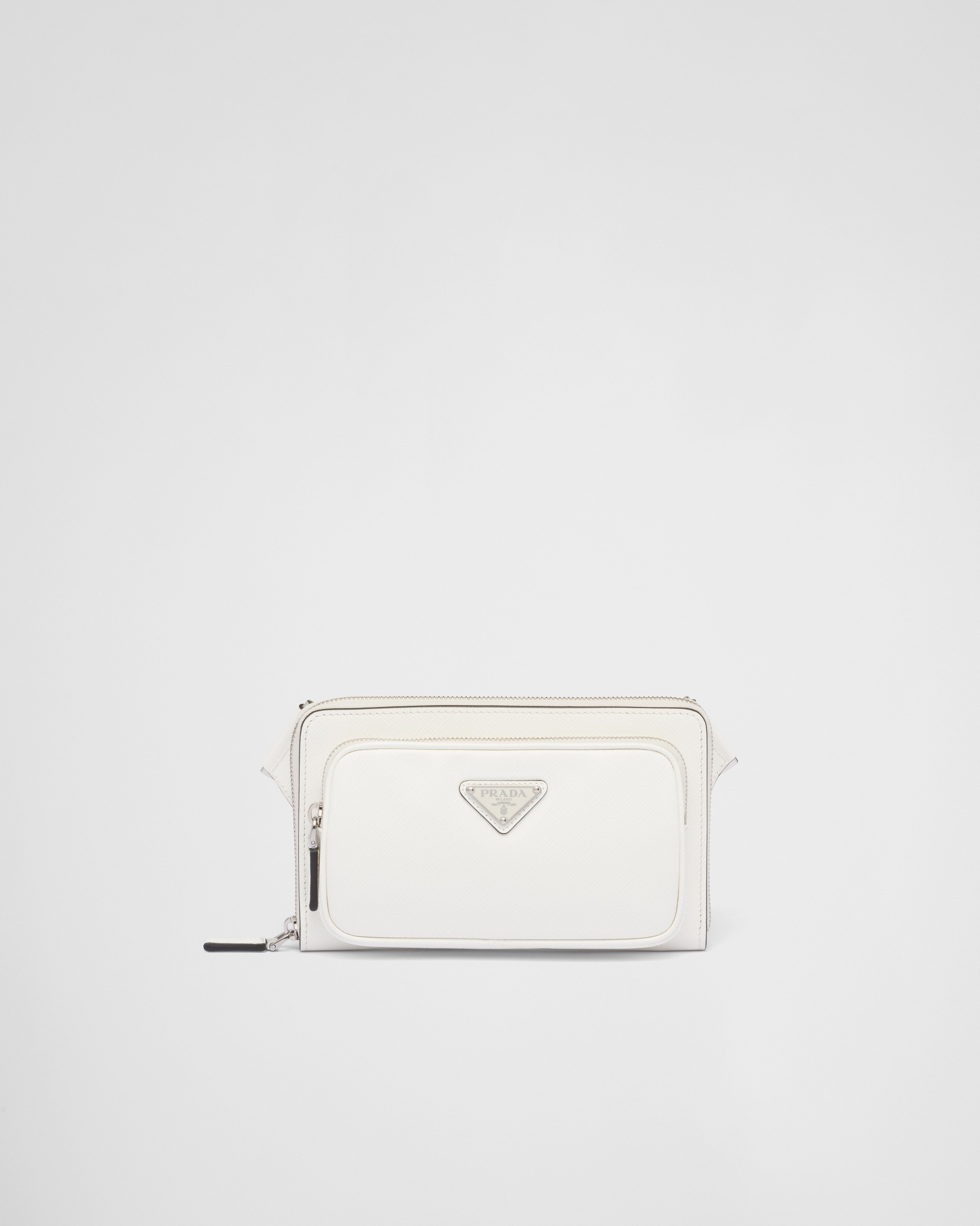 White Saffiano leather shoulder bag | Prada