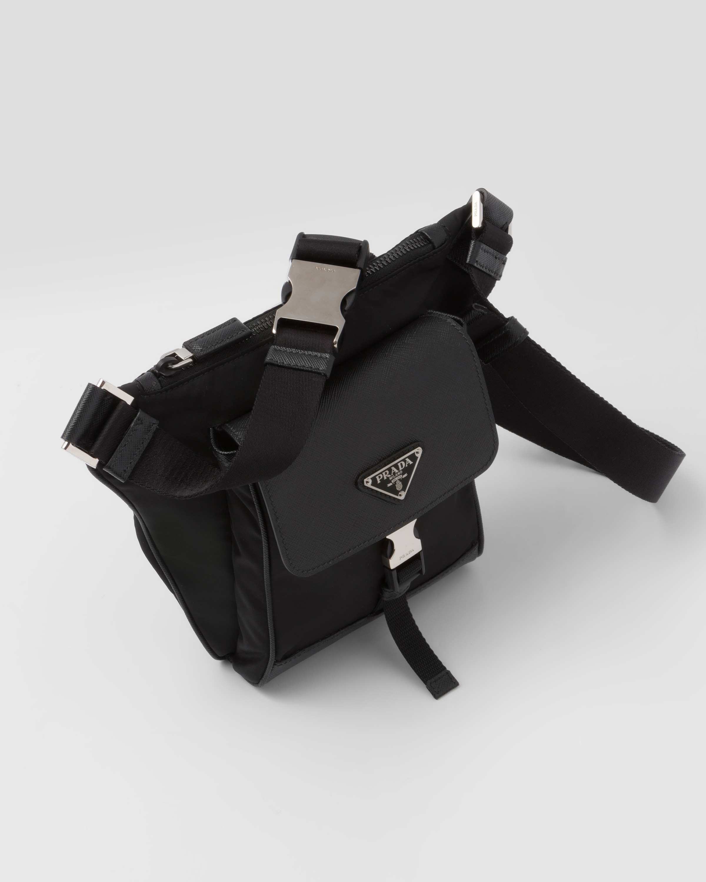 PRADA, Plate Bum Bag, Unisex, Nero F0002