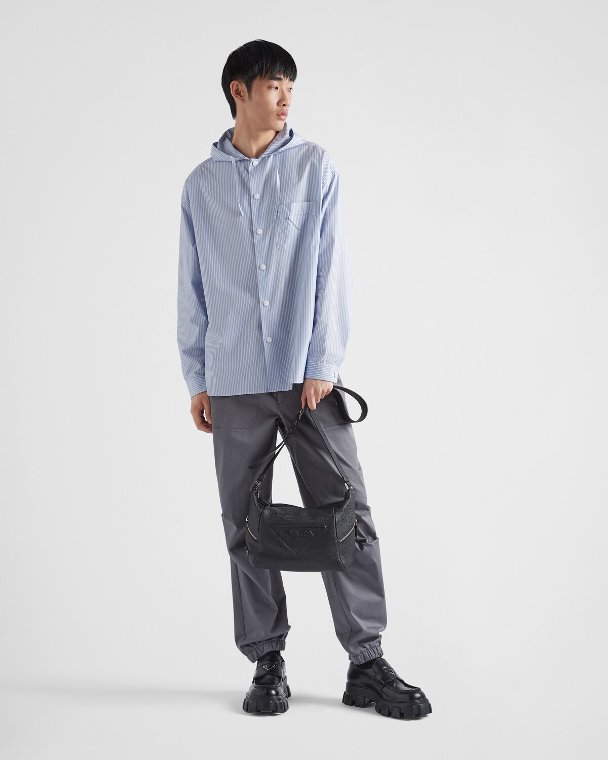 Black Leather Bag With Shoulder Strap PRADA