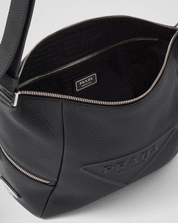 Black Leather Bag With Shoulder Strap PRADA