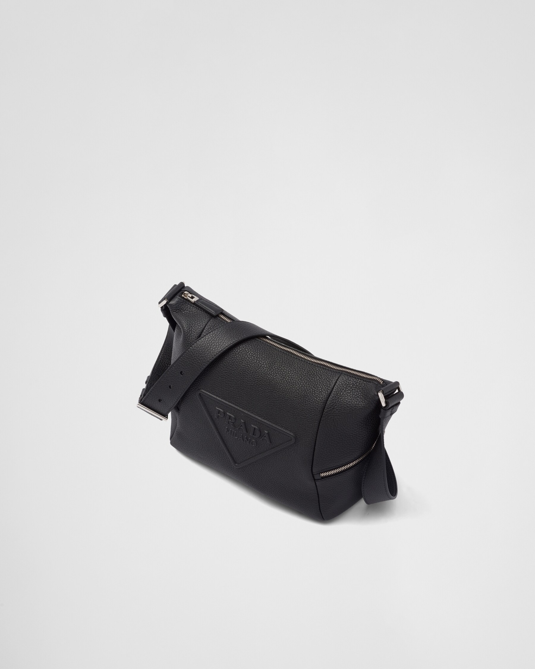 Black Leather Bag With Shoulder Strap PRADA