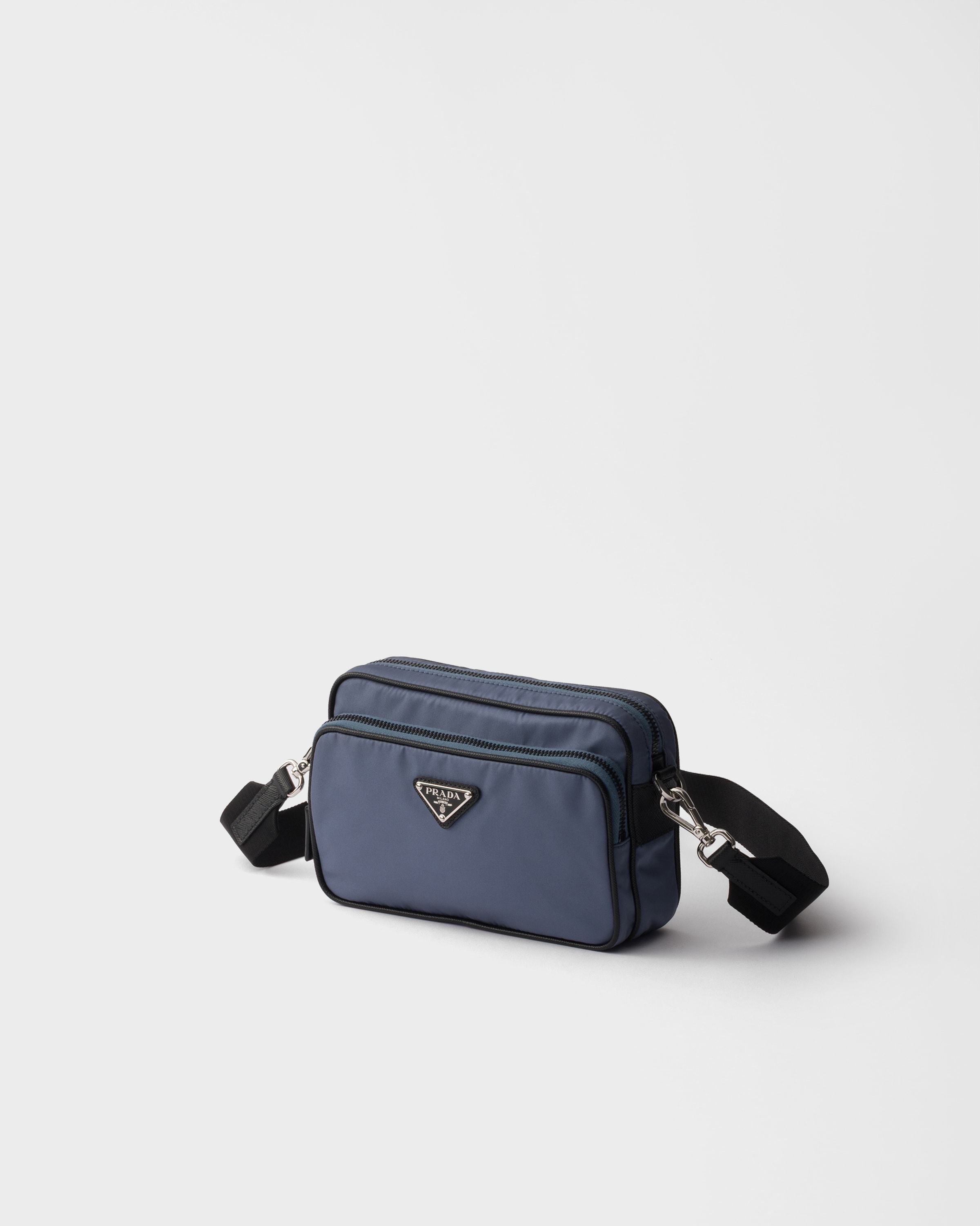 Aviation Blue Re-nylon And Saffiano Leather Shoulder Bag | PRADA