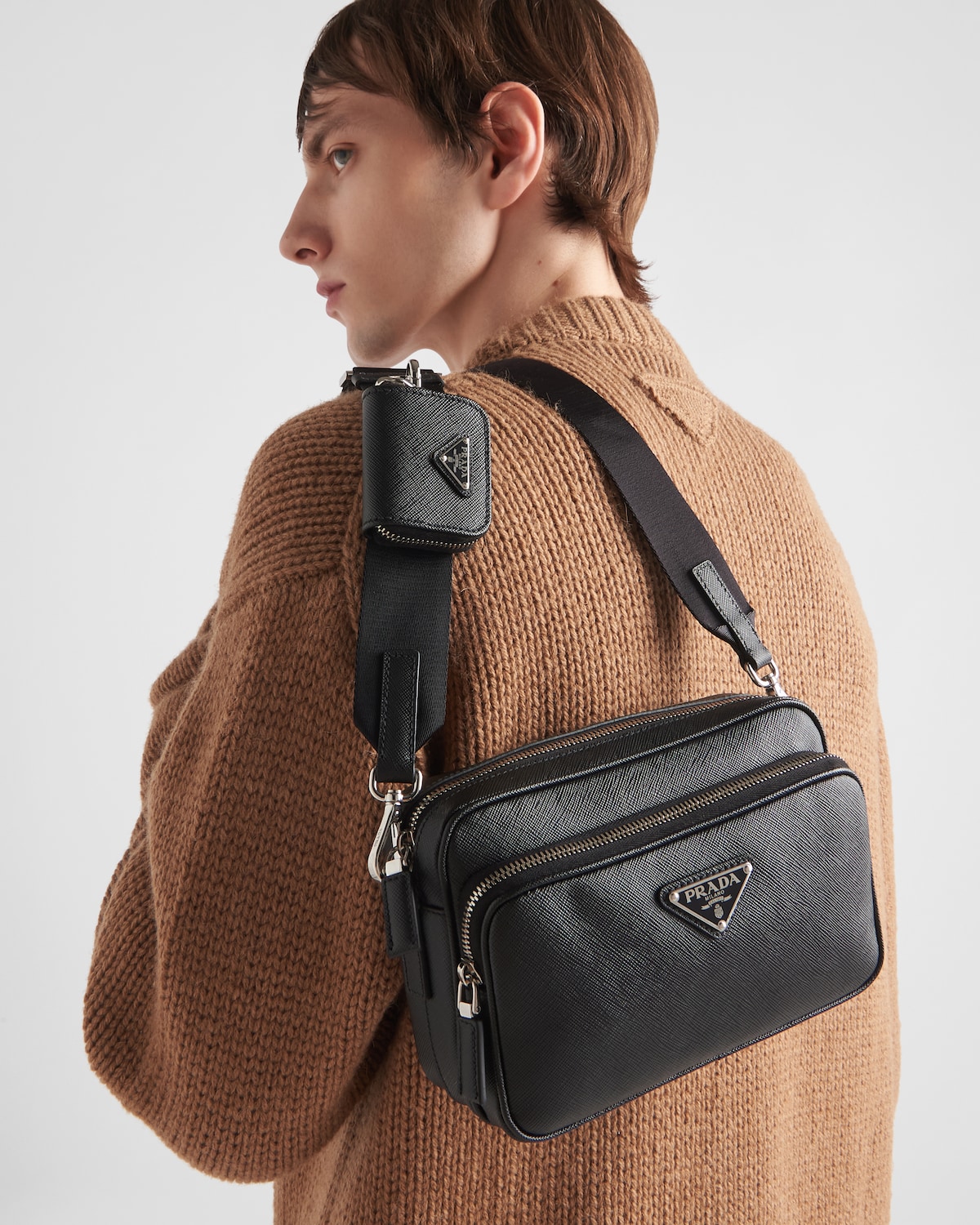 Prada Saffiano Lux Leather Robot Shoulder Bag main image 1