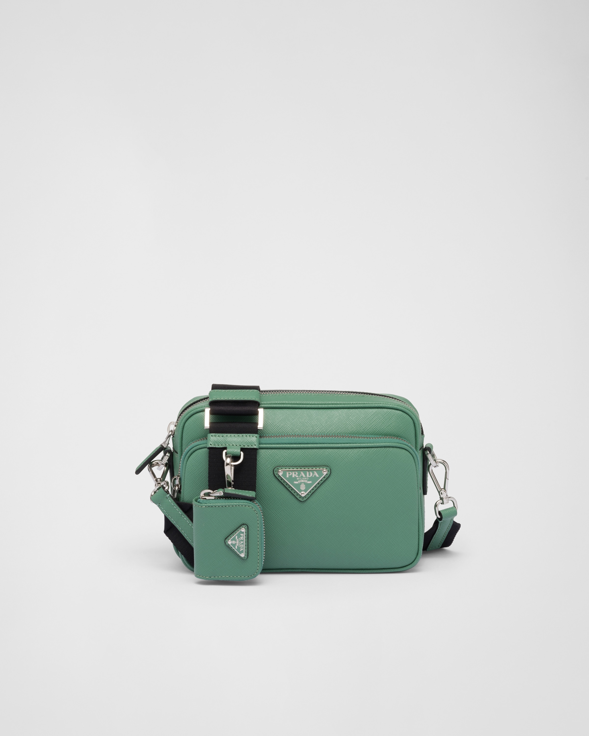 Prada Saffiano Leather Shoulder Bag In Green