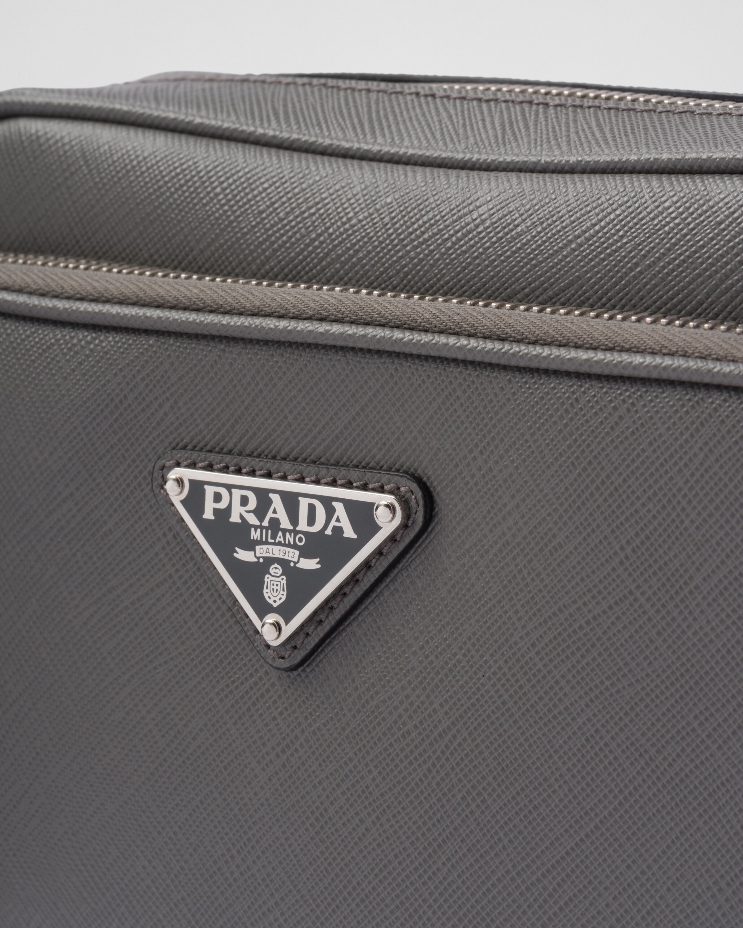 Marble Gray Saffiano Leather Shoulder Bag PRADA