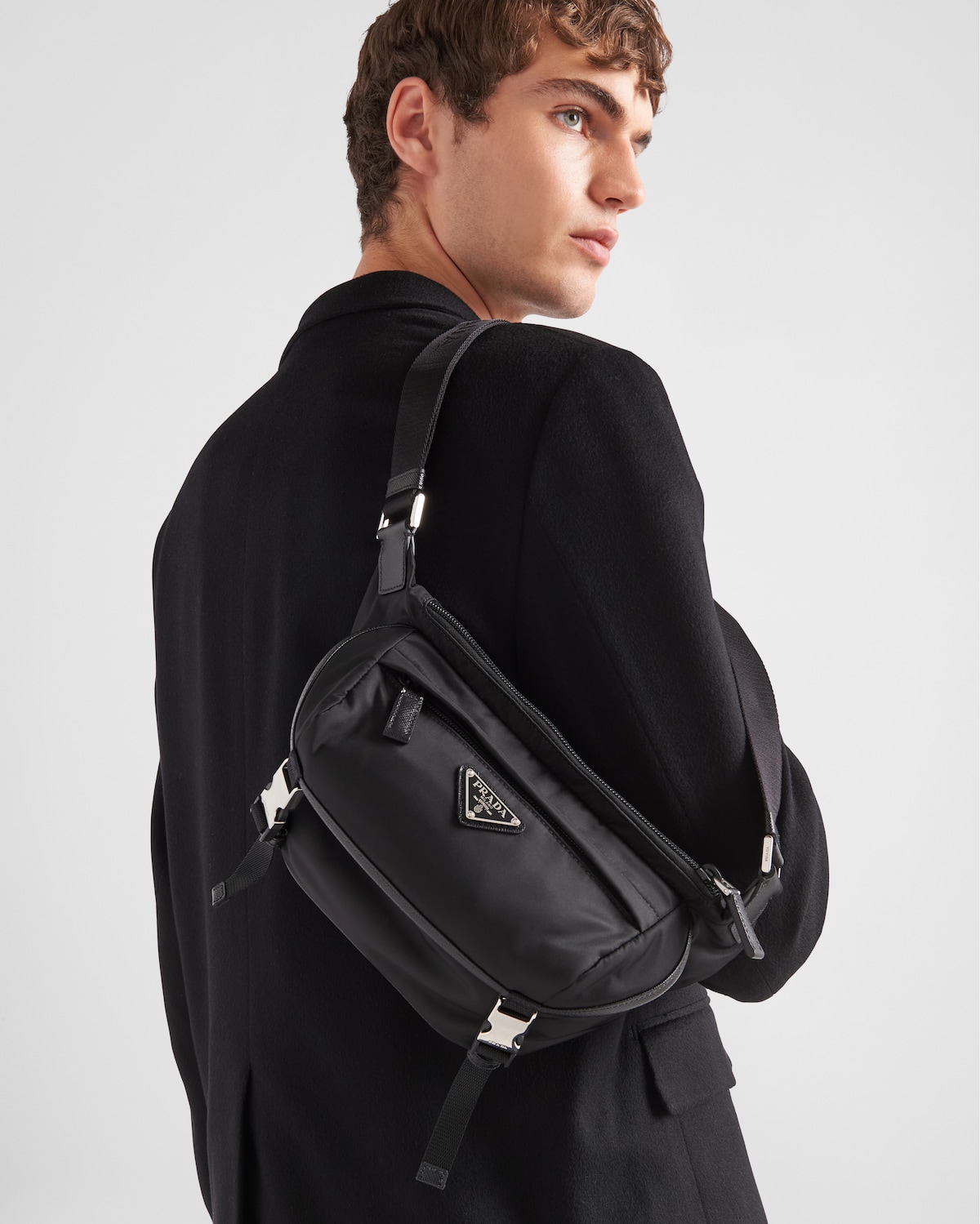 Prada Men Re-Nylon And Saffiano Leather Shoulder Bag