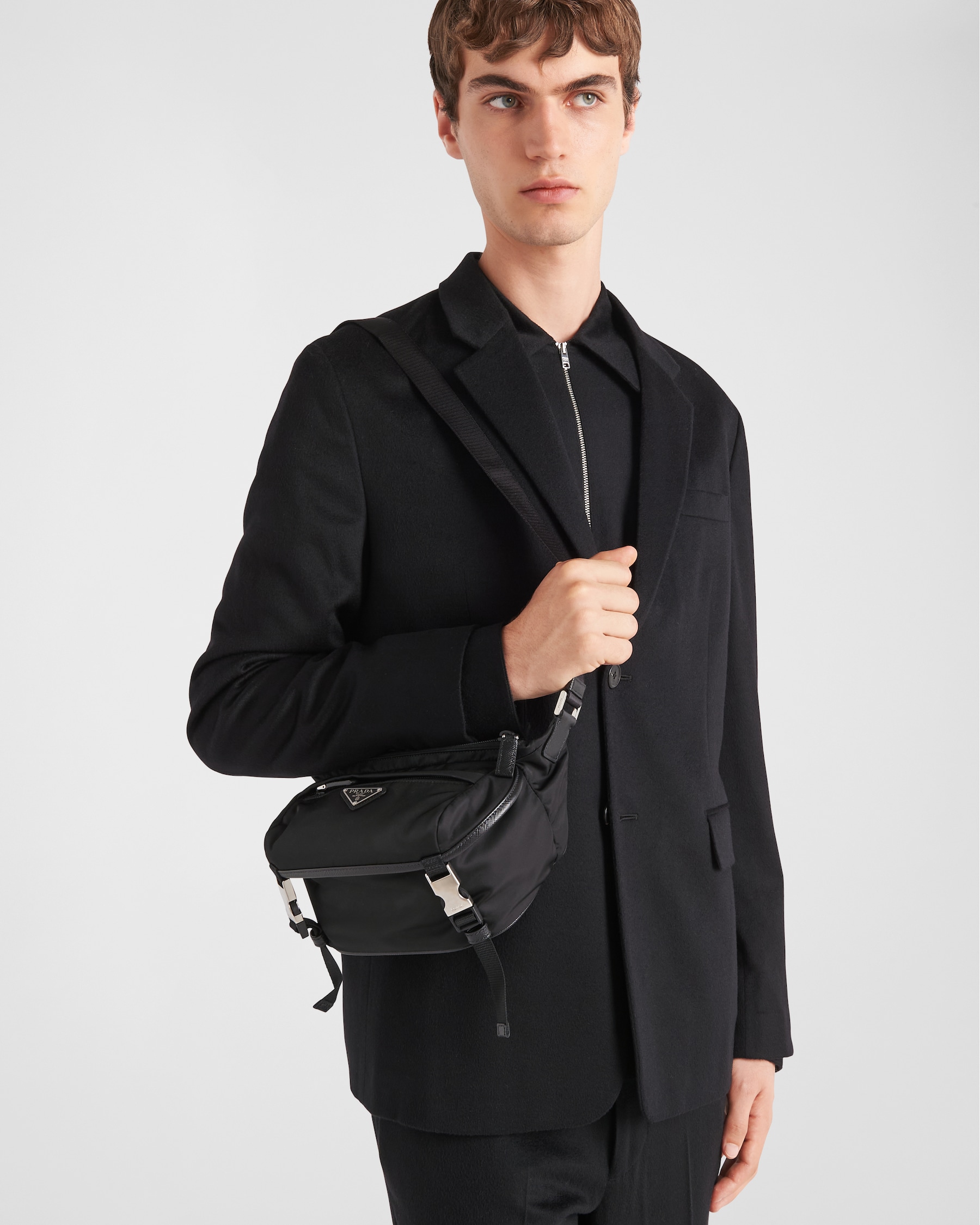 Black Re-nylon And Saffiano Leather Shoulder Bag | PRADA
