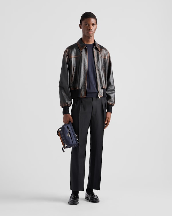 Small Re-Nylon and leather shoulder bag Small Re-Nylon and leather shoulder bag