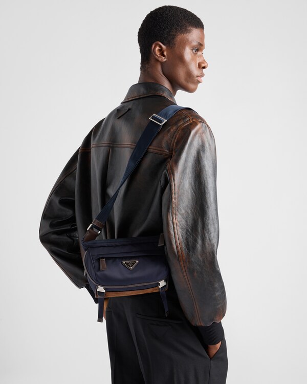 Small Re-Nylon and leather shoulder bag Small Re-Nylon and leather shoulder bag