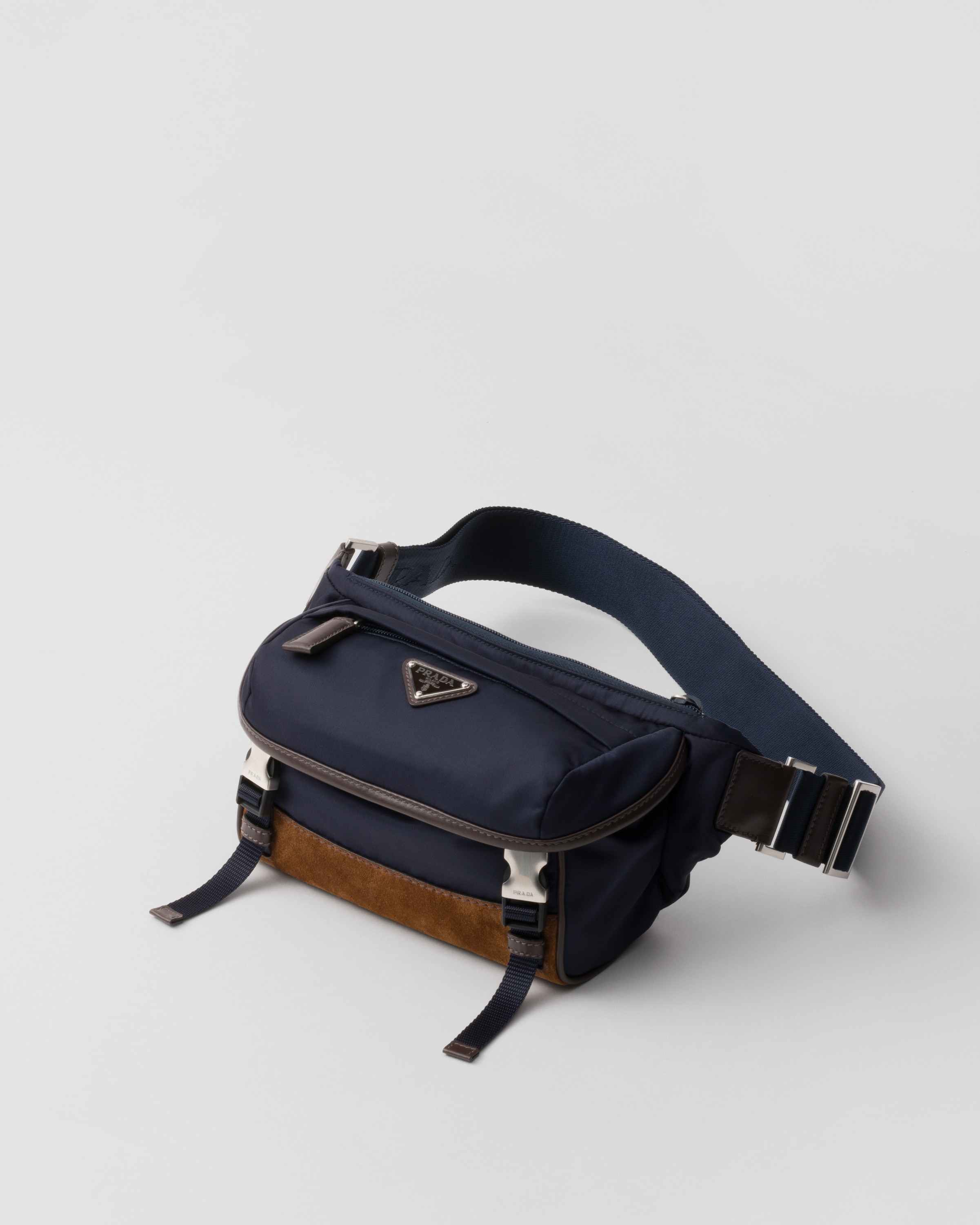 ネイビー/ダークブラウン スモール Re-Nylon xレザー ショルダー