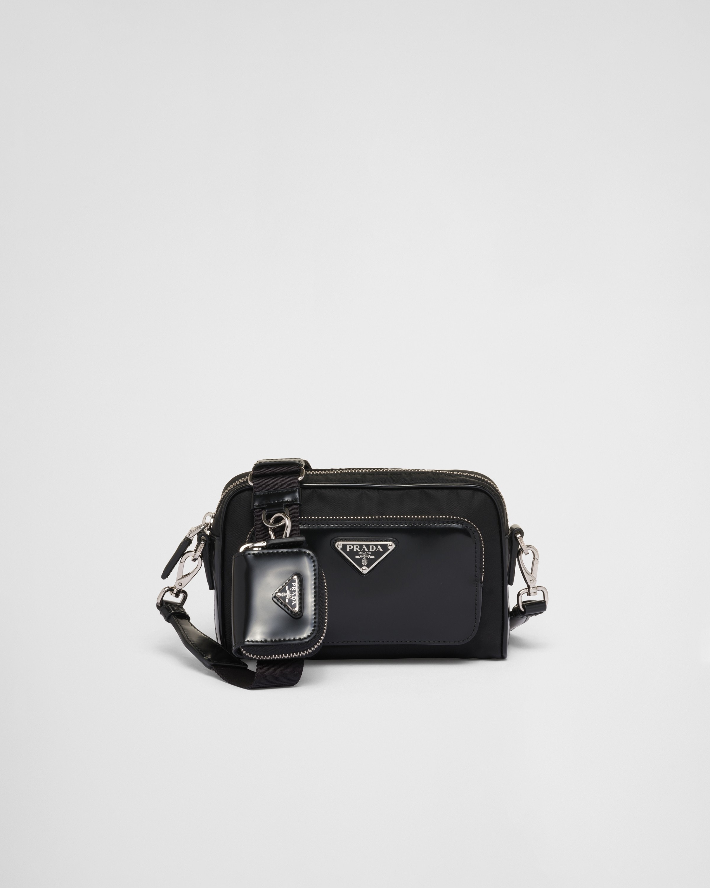 Prada Men's Re-Nylon And Brushed Leather Shoulder Bag, Men, Black