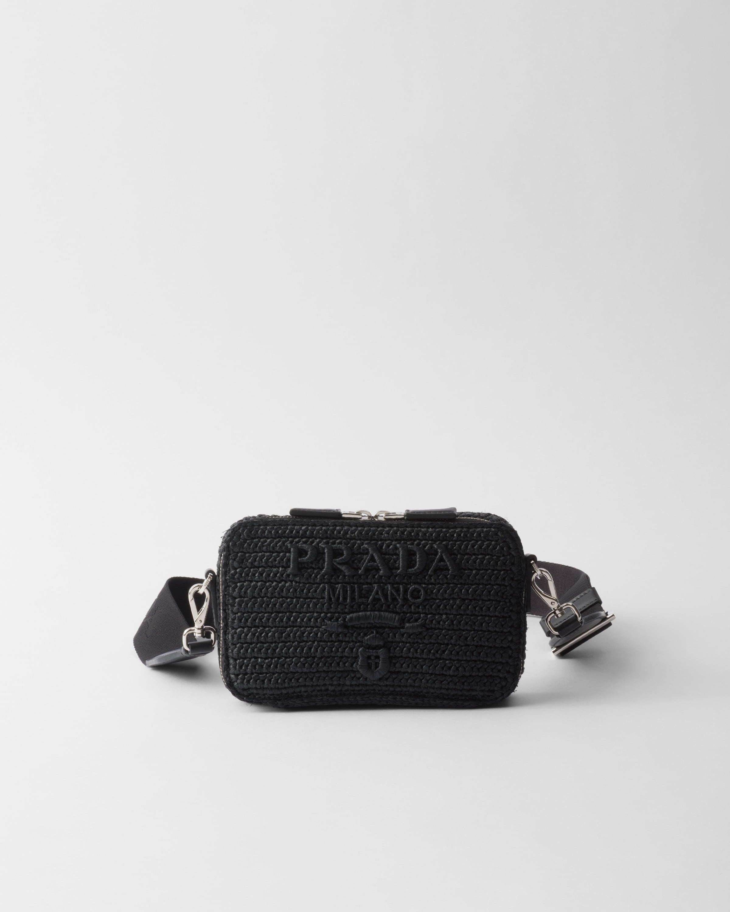 Prada Brique Tasche Aus Webstoff In Black