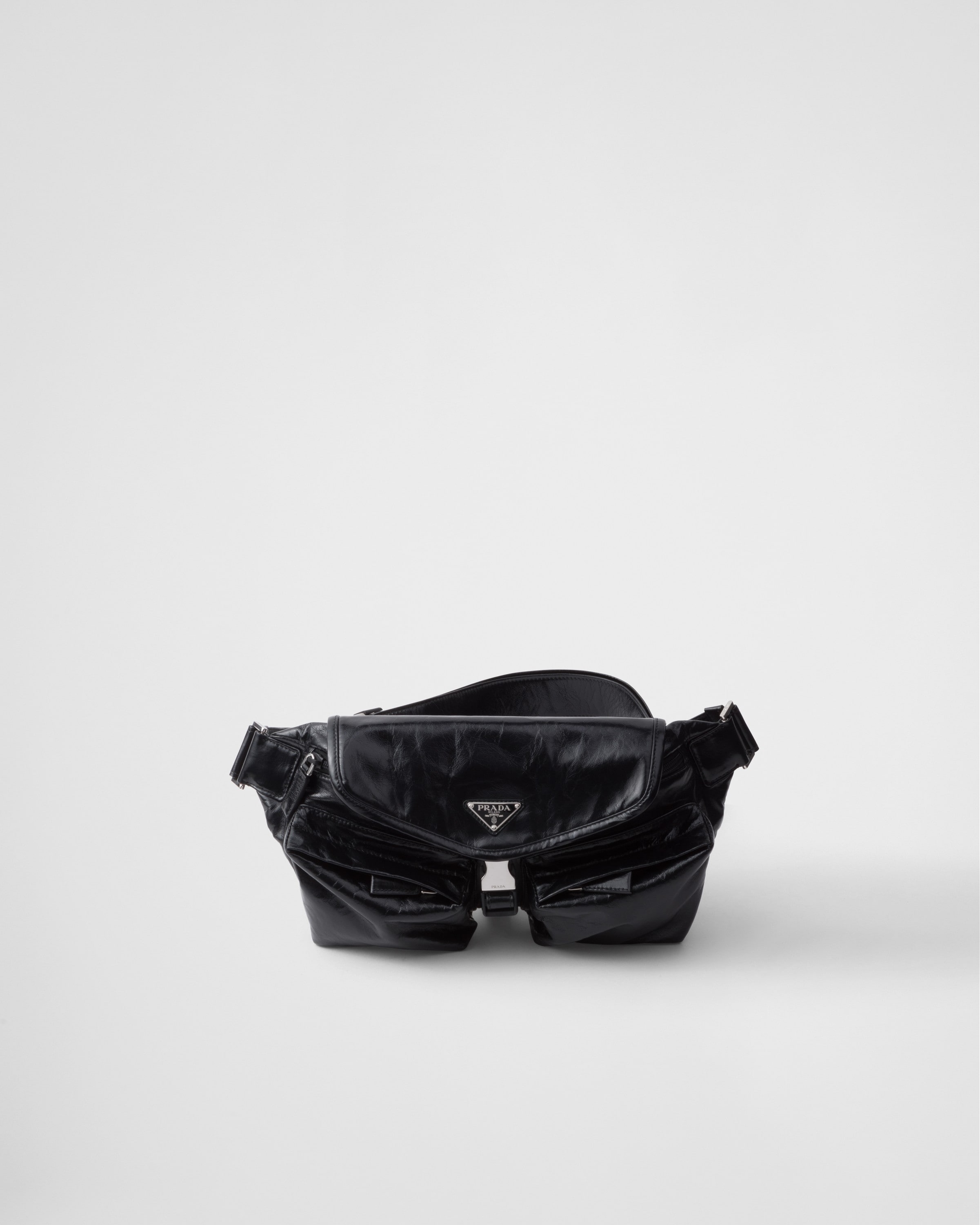 Prada Leather Shoulder Bag In Black