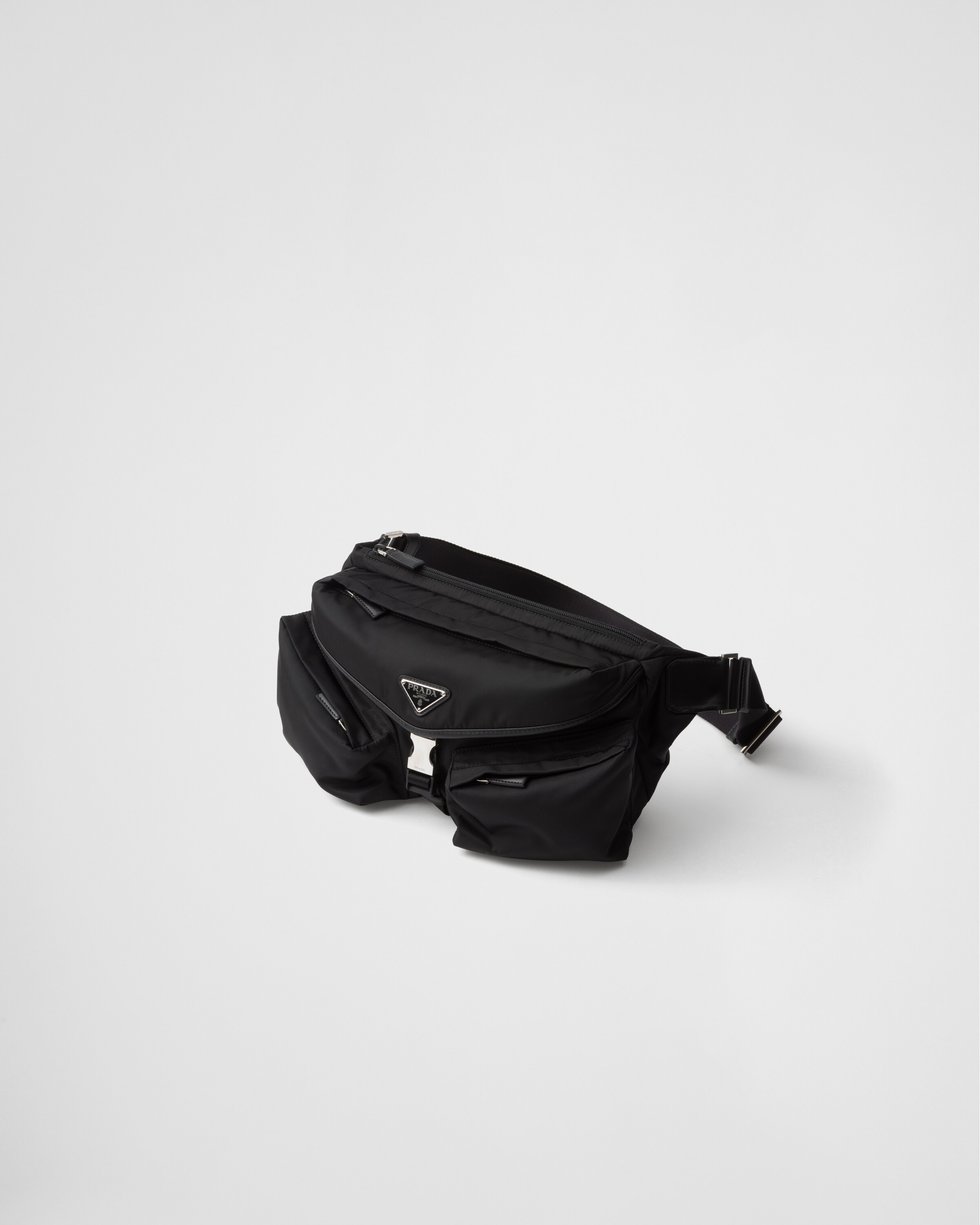 ブラック Re-Nylon xレザー ショルダーバッグ | PRADA