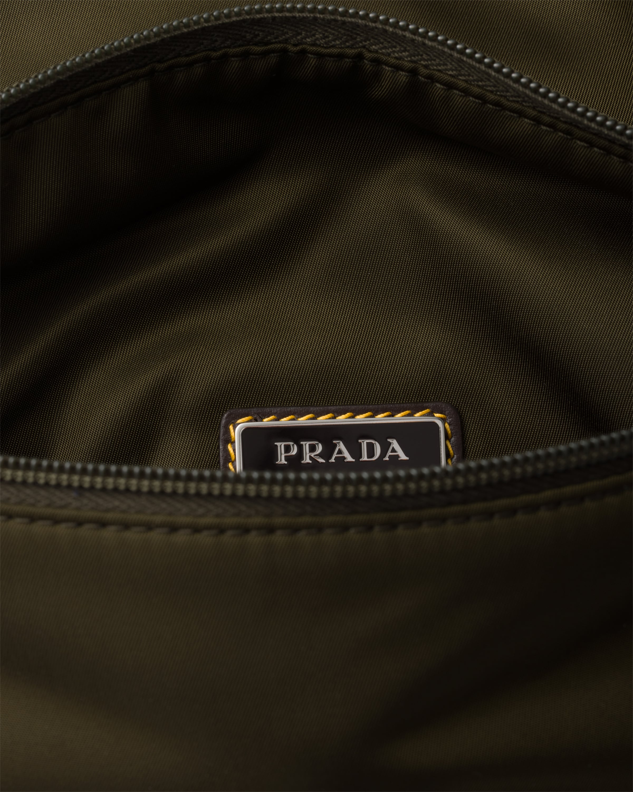 Musk Green/Cocoa Re-Nylon and suede belt bag | PRADA