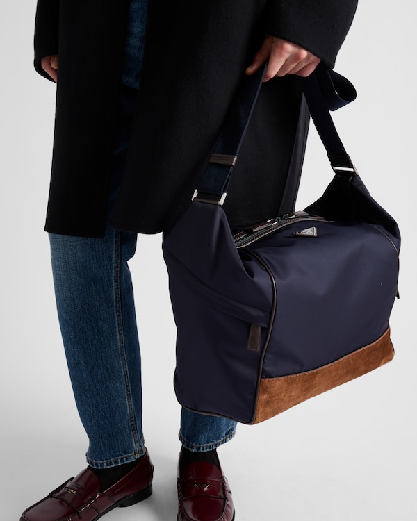 Re-Nylon and leather shoulder bag Re-Nylon and leather shoulder bag