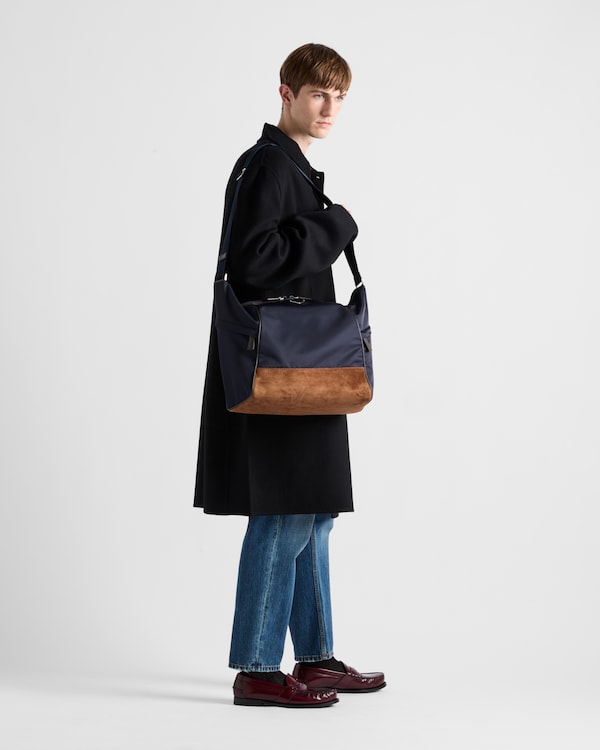 Re-Nylon and leather shoulder bag Re-Nylon and leather shoulder bag