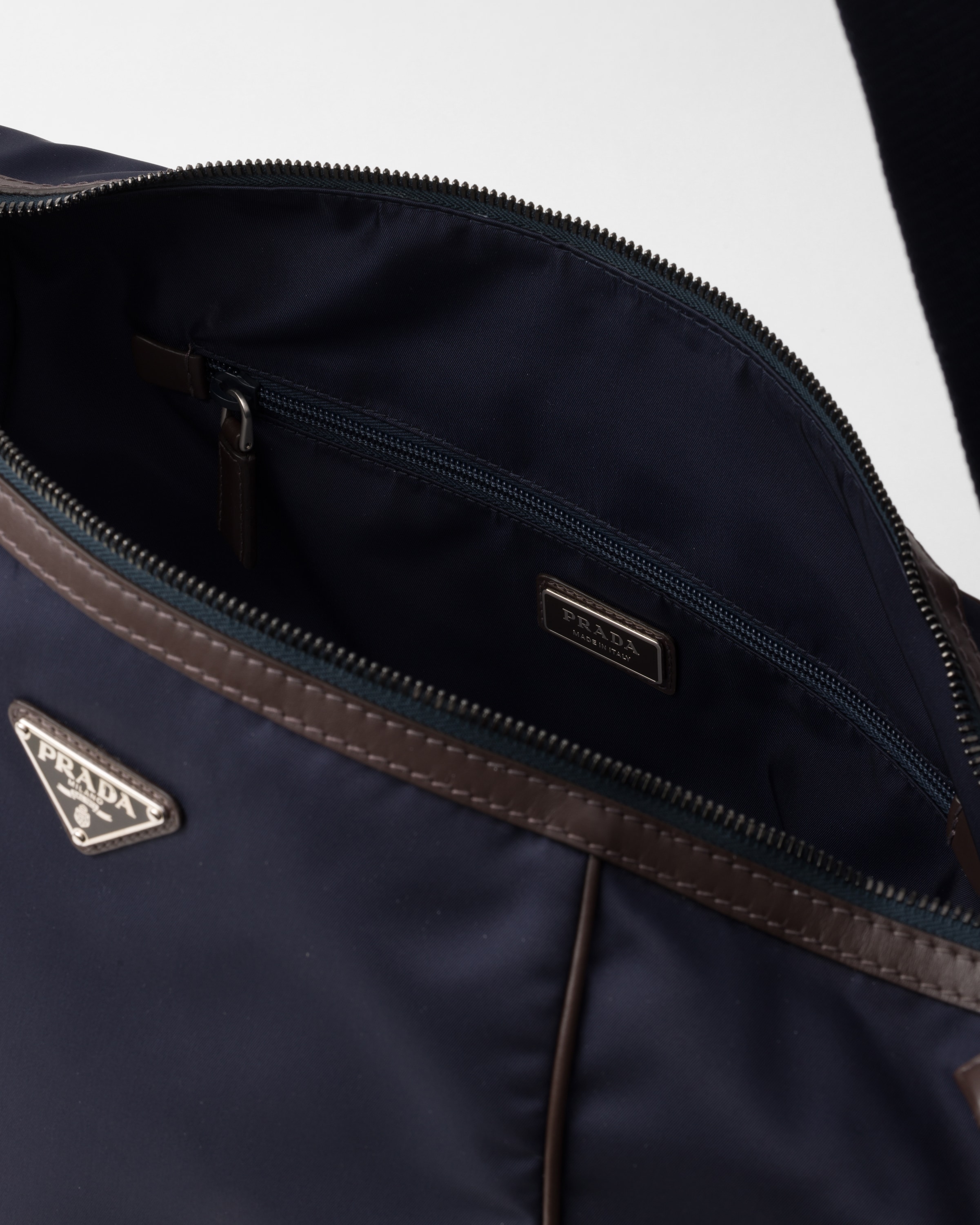 ショルダーバッグ PRADA 2VH180_384_F0C1B RE-NYLON AND CALF SHOULDER BAG Blue/coffee Re-nylon And Leather Shoulder Bag | PRADA