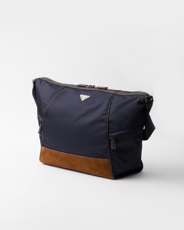 Re-Nylon and leather shoulder bag Re-Nylon and leather shoulder bag