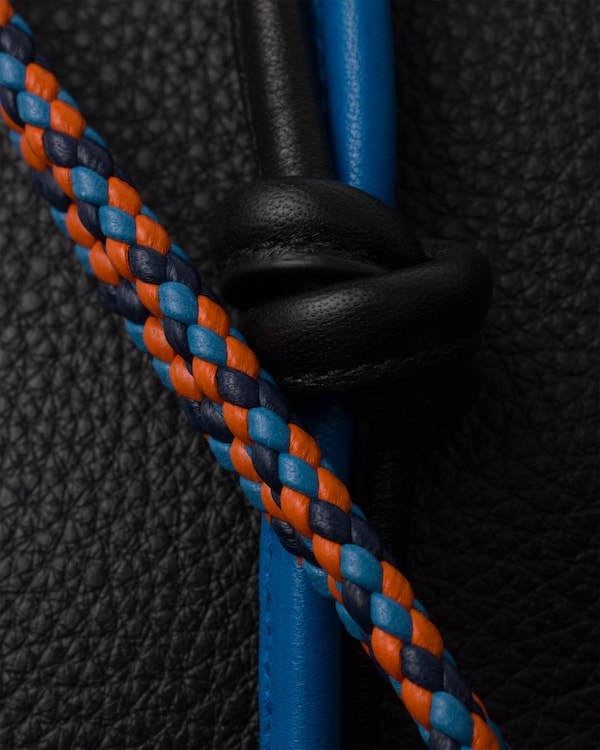 Leather shoulder bag with charm - Black Leather shoulder bag with charm - Black