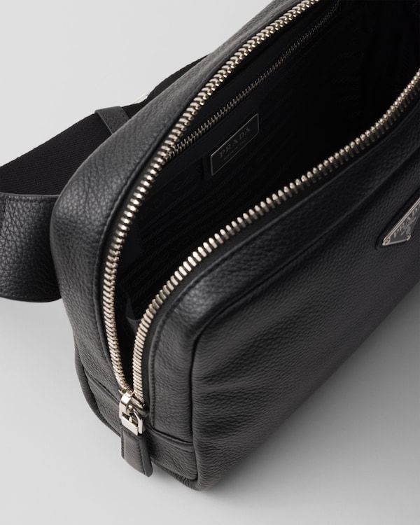 Leather shoulder bag with charm - Black Leather shoulder bag with charm - Black