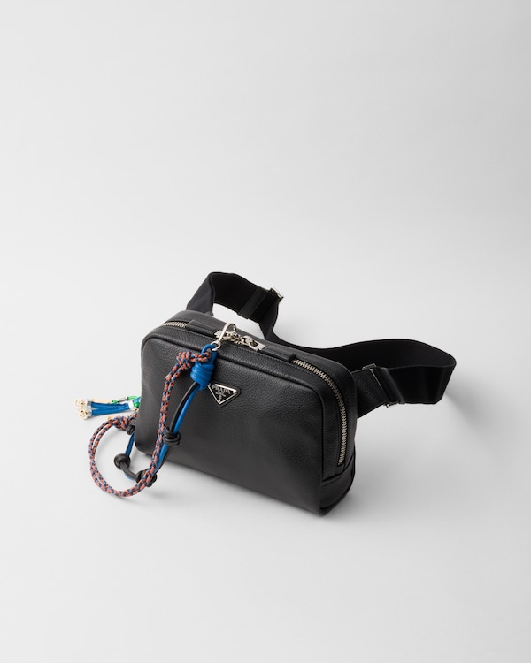 Leather shoulder bag with charm - Black Leather shoulder bag with charm - Black