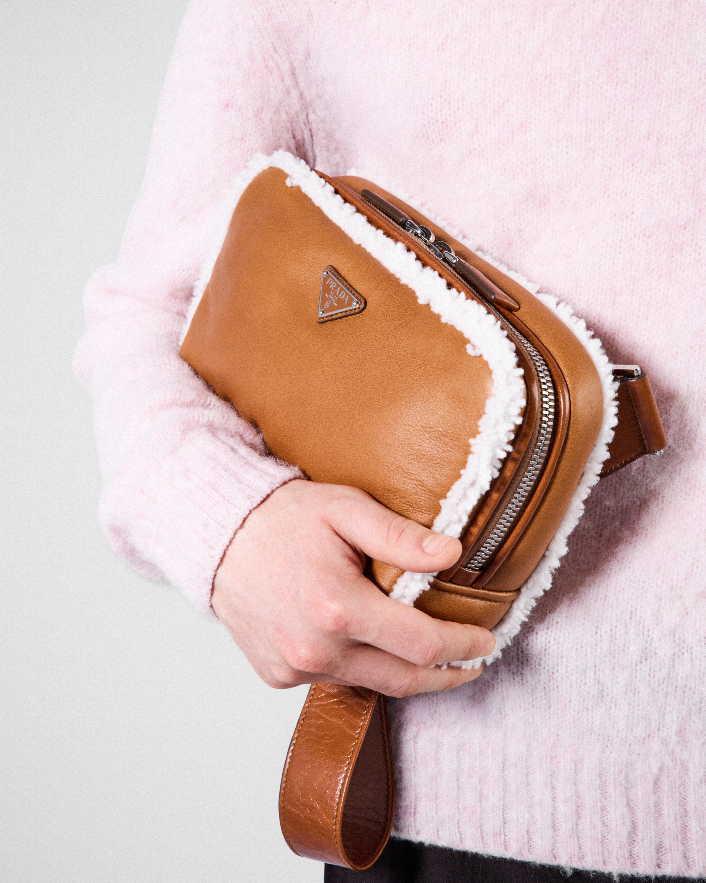 Shearling shoulder bag