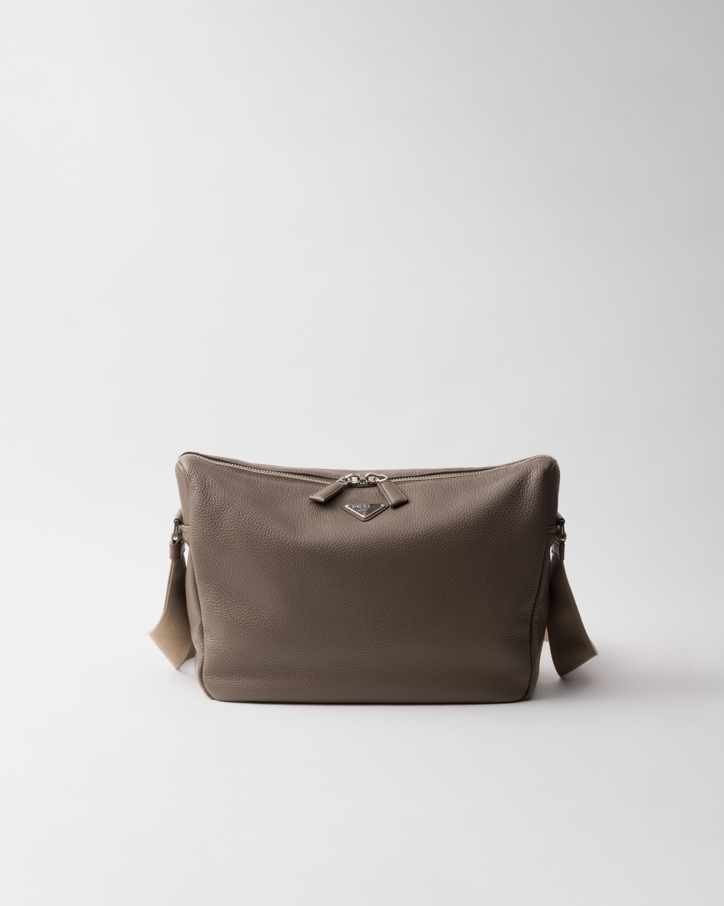 Bamboo Gray Leather Shoulder Bag PRADA