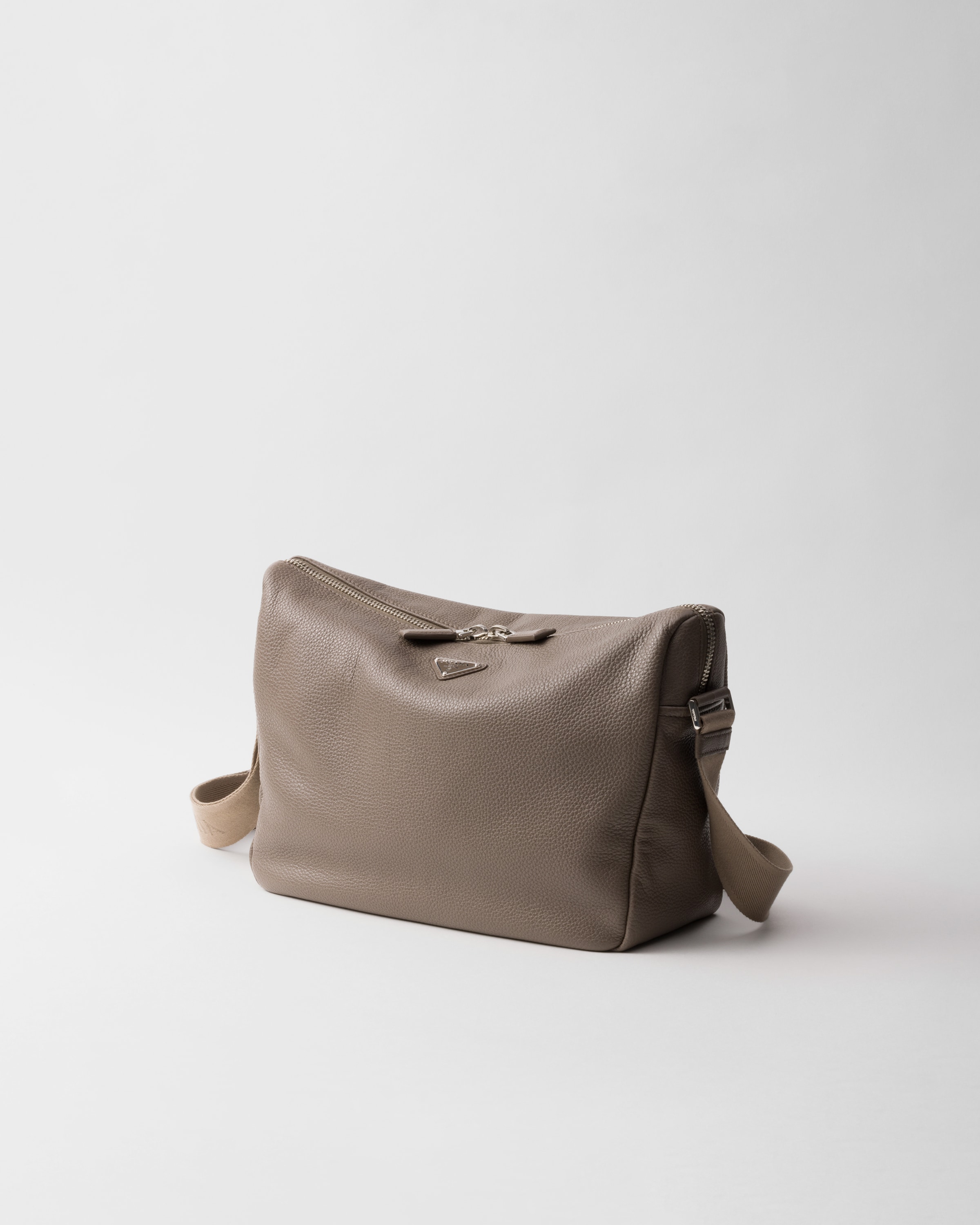 Bamboo Gray Medium leather shoulder bag | PRADA