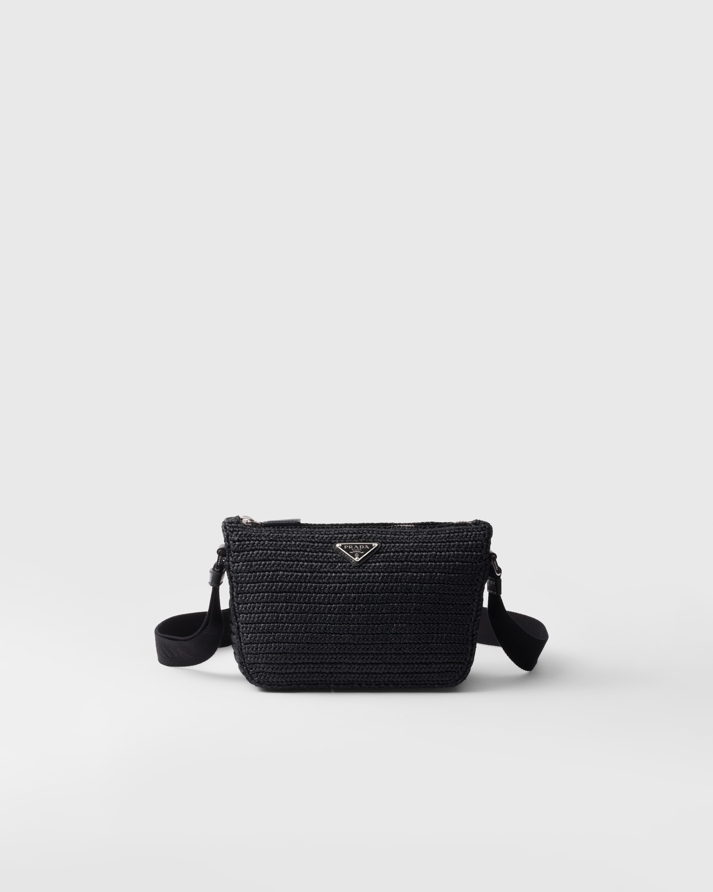 Prada Crochet Shoulder Bag In Black