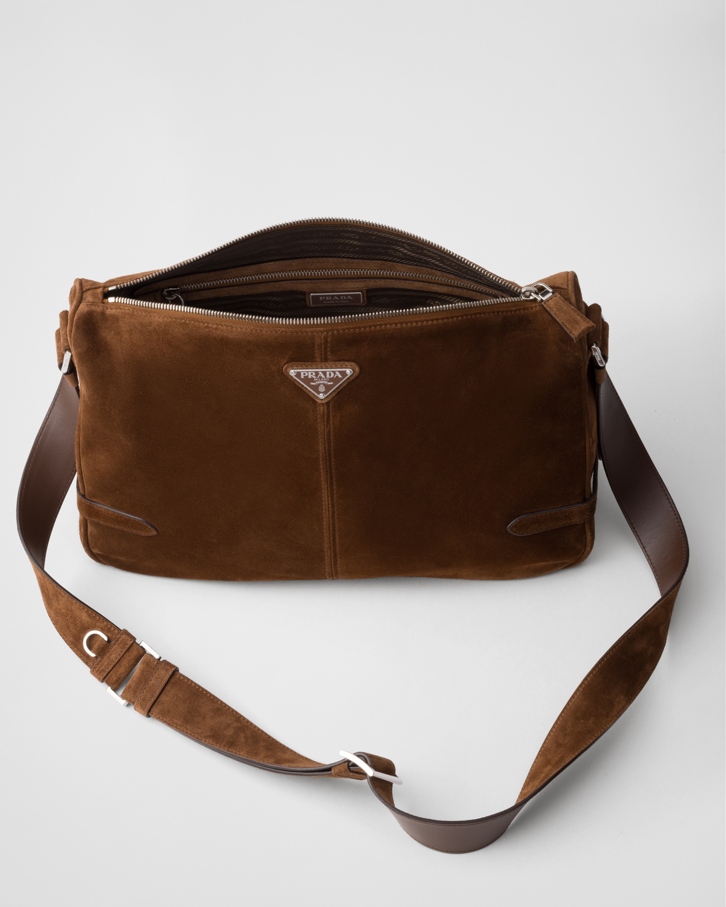 ダークブラウン スエード ショルダーバッグ | PRADA