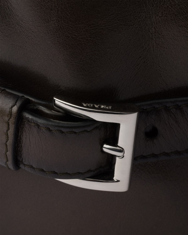 Bolso bandolera de piel envejecida con cierre de cremallera - Militar Bolso bandolera de piel envejecida con cierre de cremallera - Militar