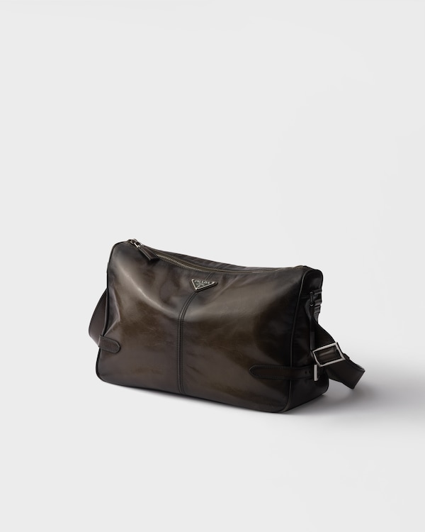 Bolso bandolera de piel envejecida con cierre de cremallera - Militar Bolso bandolera de piel envejecida con cierre de cremallera - Militar