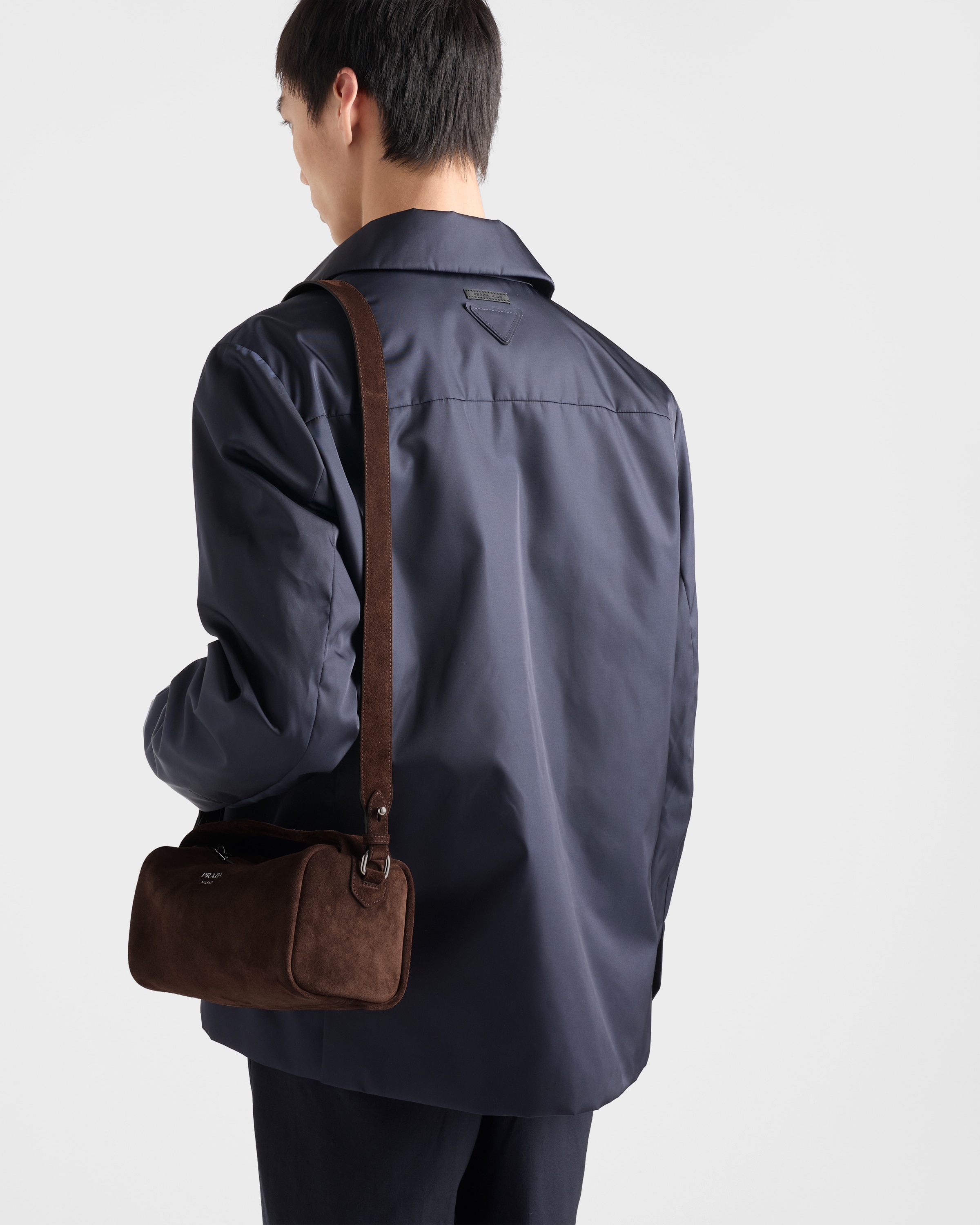 Dark Brown Suede leather shoulder bag | PRADA - United States
