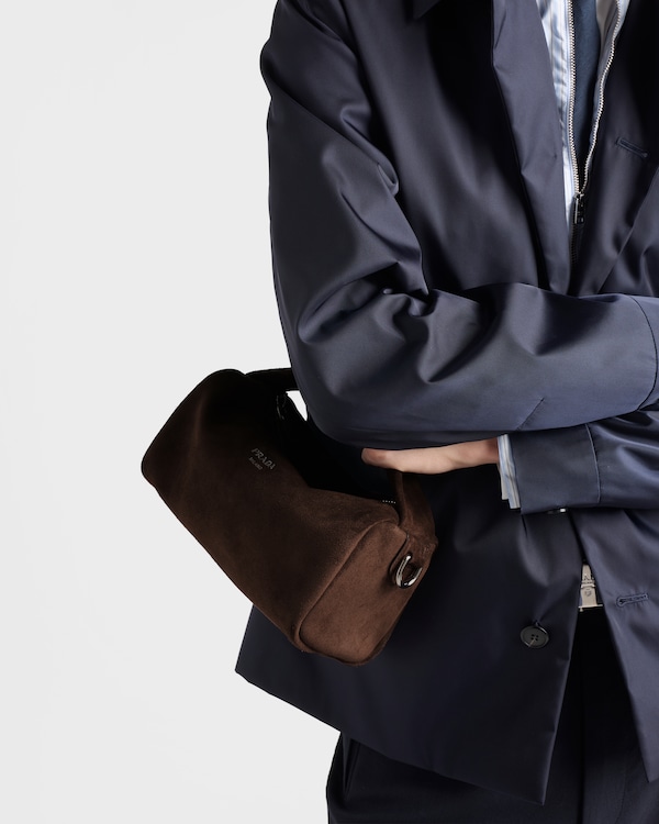 Suede leather shoulder bag - Dark Brown Suede leather shoulder bag - Dark Brown