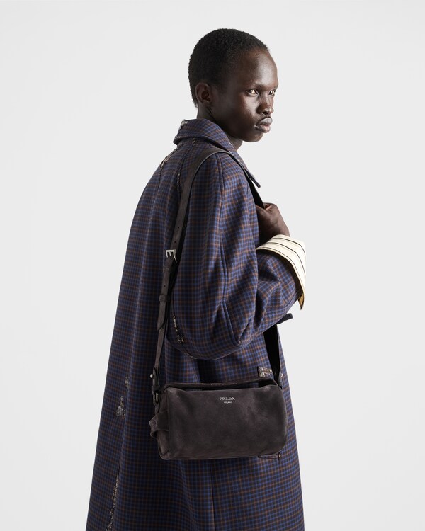 Suede leather shoulder bag - Anthracite Gray Suede leather shoulder bag - Anthracite Gray