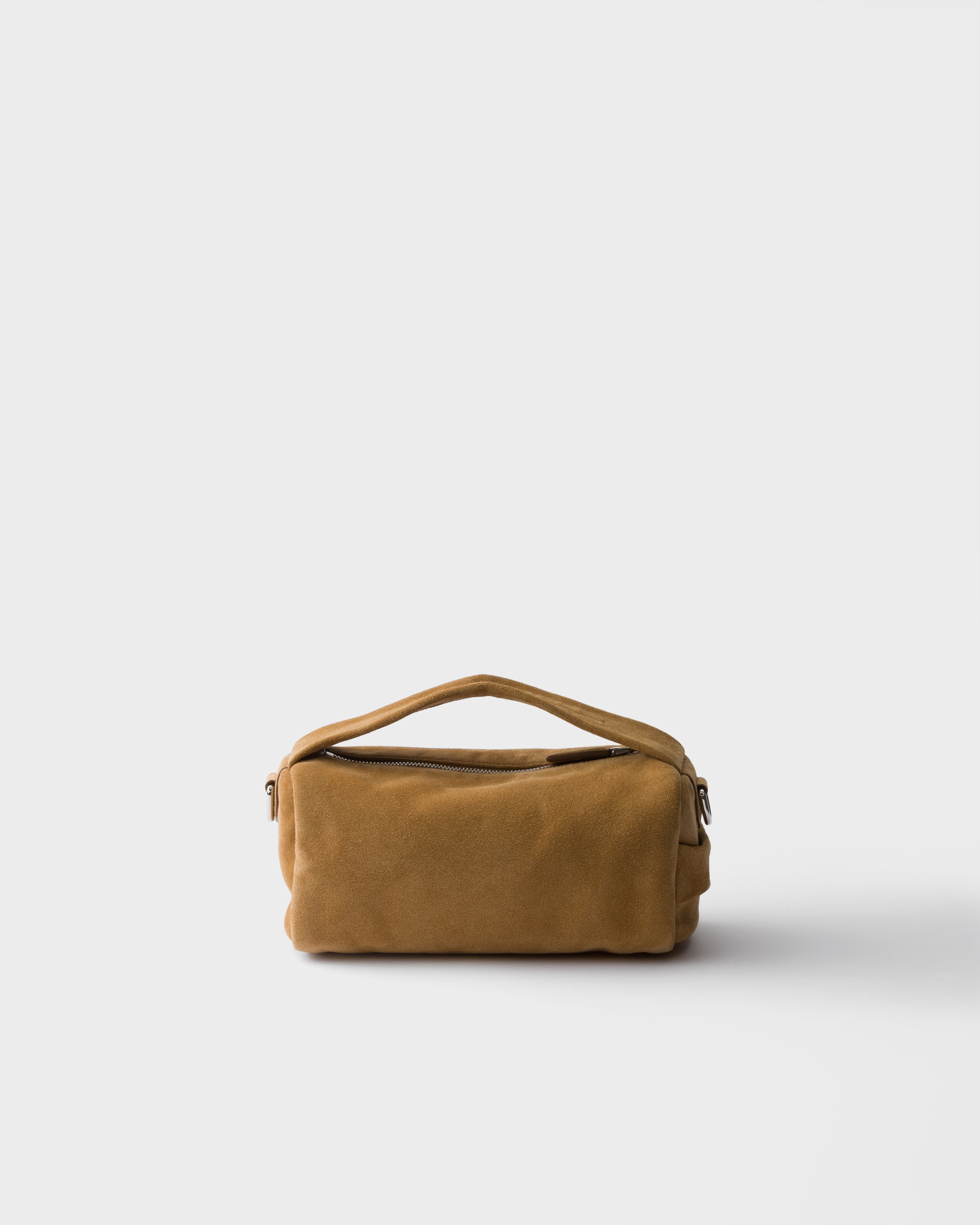 【ムギ】PRADA Suede Hand Bag PRADA Suede Shoulder Bag Handbag Auth Beige Medium Women